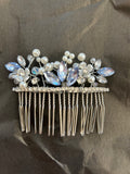 Blue and pearl hair comb