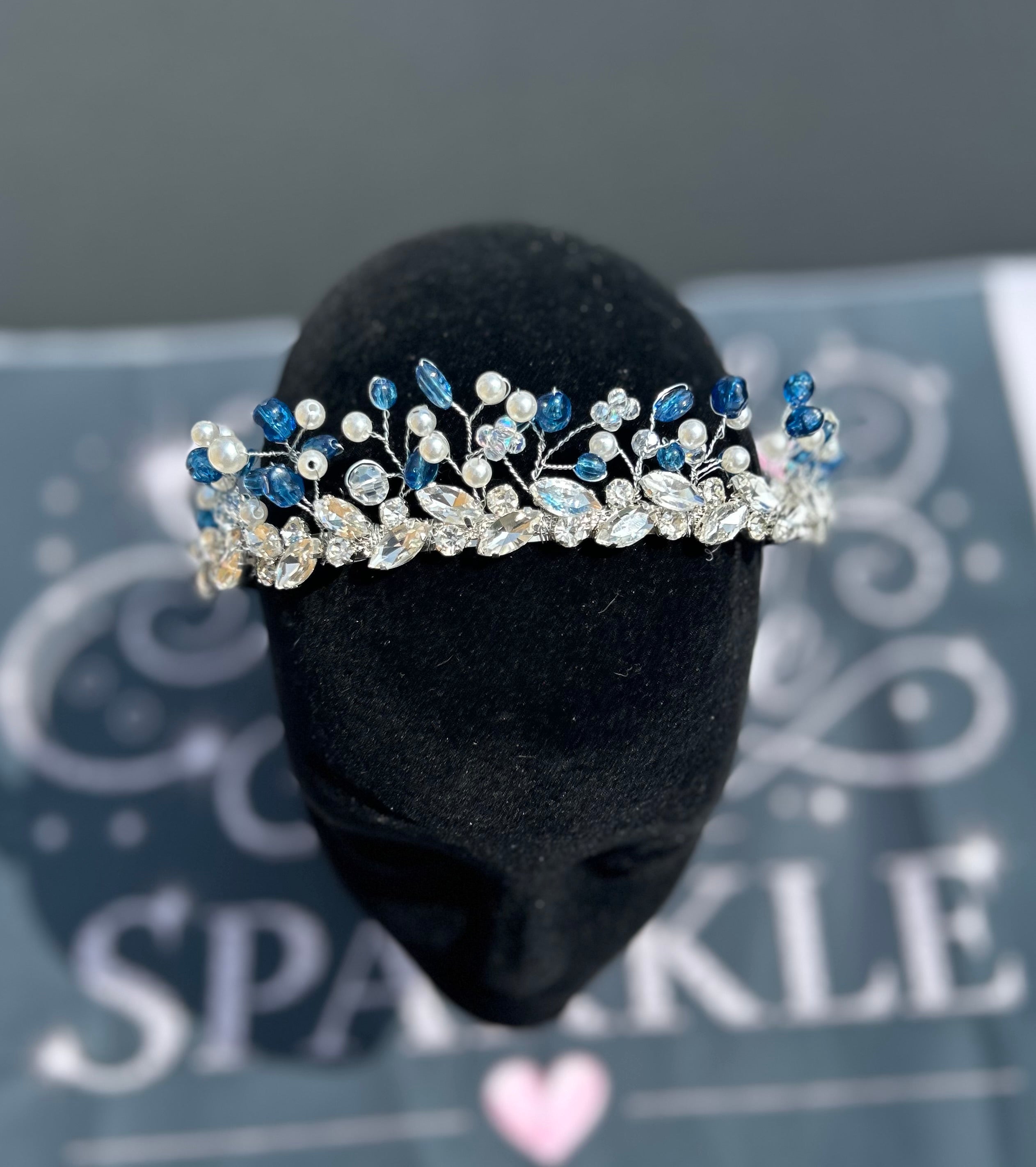Blue and silver beaded Tiara